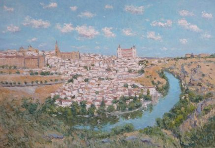 Cuadro al oleo de un paisaje de Toledo