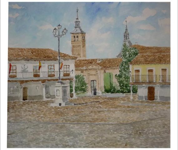 Acuarela de la plaza de Segovia en Navalcarnero
