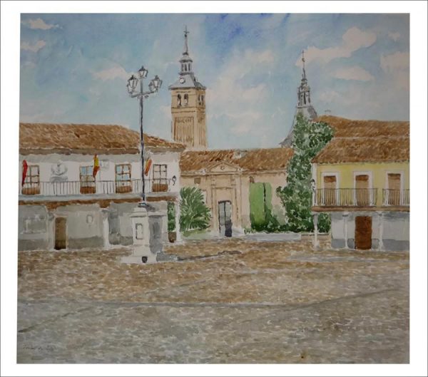 Acuarela de la plaza de Segovia en Navalcarnero