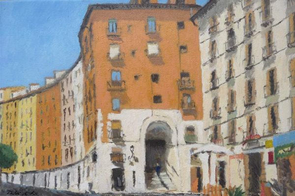 Cuadro al oleo del Arco de Cuchilleros en Madrid