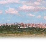 Cuadros pintados de ciudades desde la lejanía