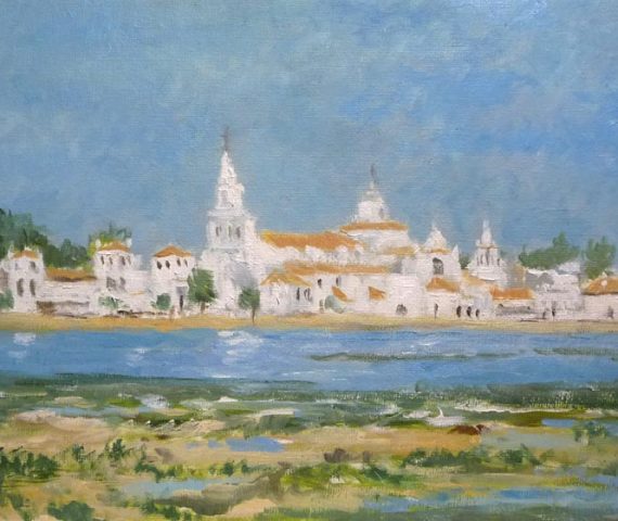 Paisaje al oleo de El Rocío, Huelva