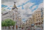 Acuarela de la Gran Vía, Madrid, del pintor Rubén de Luis.