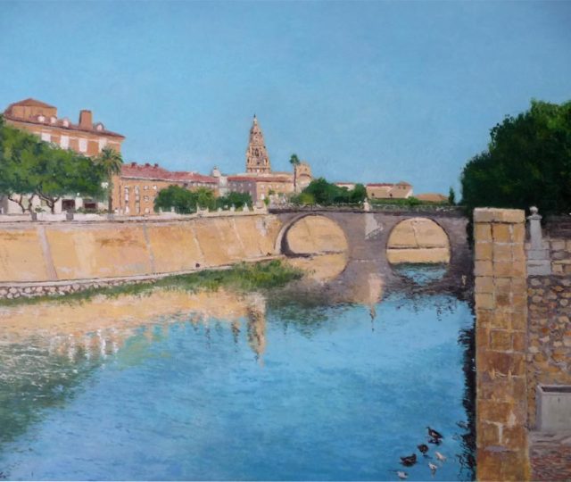 Cuadro de un paisaje de Murcia junto al río Segura