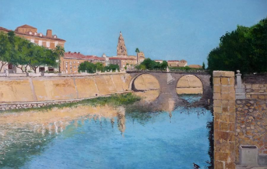 Cuadro de un paisaje de Murcia junto al río Segura