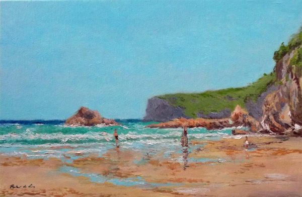Cuadro al oleo de la playa de la Franca en Asturias, pintado por Rubén de Luis