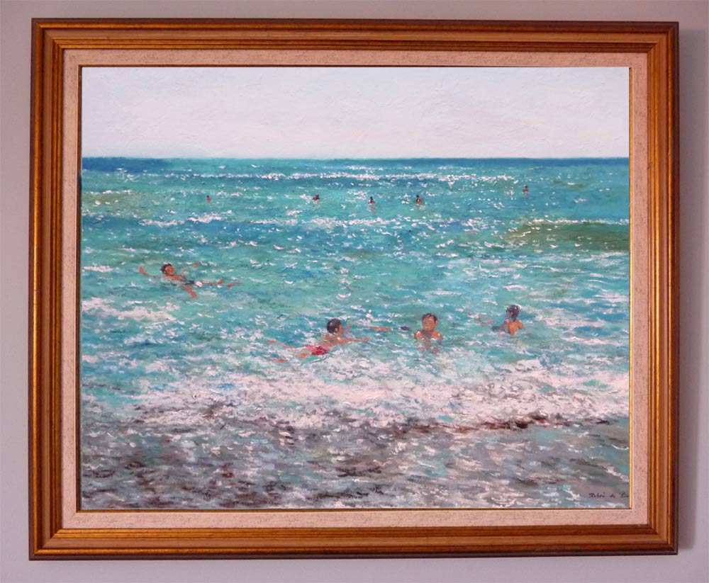 Cuadro de una playa del Mediterráneo pintado por Rubén de Luis