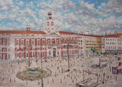 Cuadro al oleo de la Puerta del Sol de Madrid