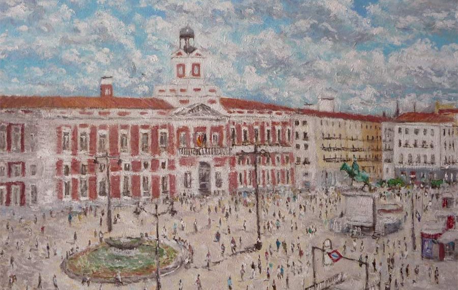Cuadro al oleo de la Puerta del Sol de Madrid