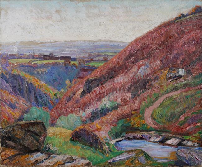 Cuadro al oleo de un paisaje del Valle de Crozant de Léon Detroy