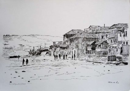 Dibujo a tinta de Combarro
