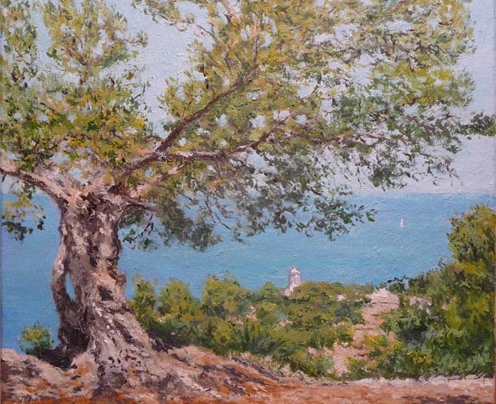 Un cuadro al oleo de un