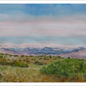 Acuarela de un paisaje de la Sierra de Guadarrama en Madrid pintado por Rubén de Luis