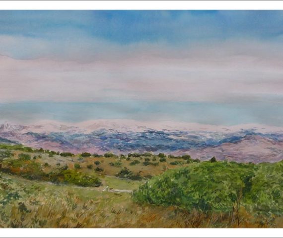 Acuarela de un paisaje de la Sierra de Guadarrama en Madrid pintado por Rubén de Luis