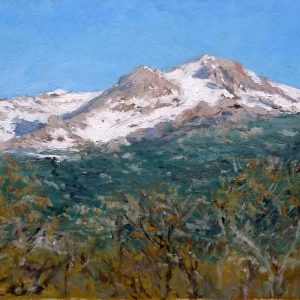 Cuadro al oleo de un paisaje del Pico de la Maliciosa, Madrid.