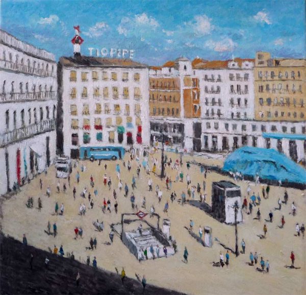 Cuadro al oleo de la Puerta del Sol de Madrid