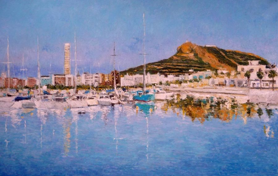 Cuadro al oleo del Puerto de Alicante
