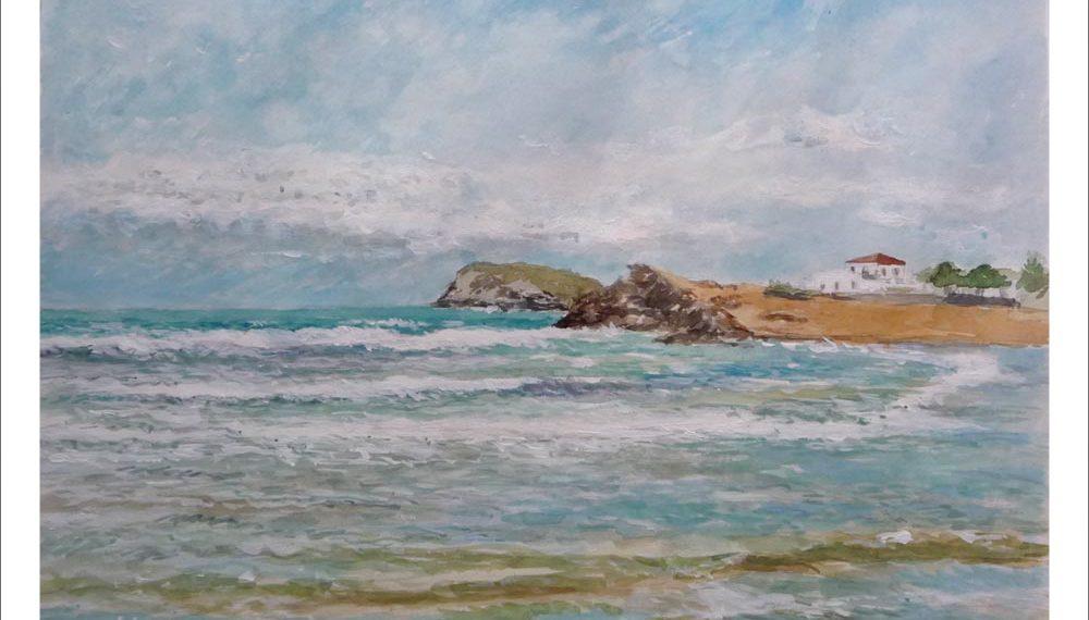 Acuarela de la playa de la Pava en Mazarrón, Murcia