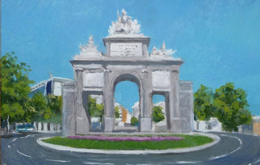 Cuadro al oleo de la Puerta de Toledo, Madrid