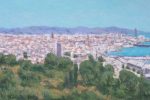 Cuadro al oleo de un paisaje de Barcelona