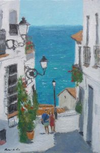 Cuadro de una calle de Altea en Alicante