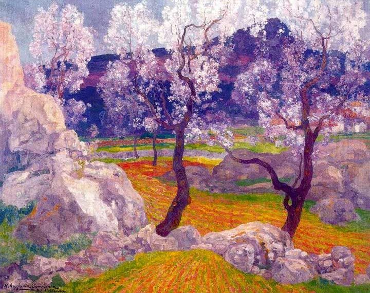 Cuadro al oleo de unos almendros en flor de Anglada Camarasa
