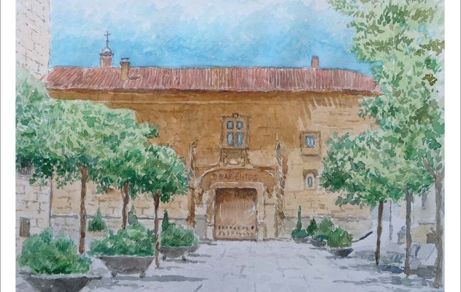 Acuarela del Palacio de Montarco en Ciudad Rodrigo, Salamanca.