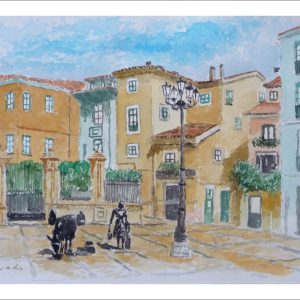 Acuarela de la Plaza de Trascorrales, Oviedo