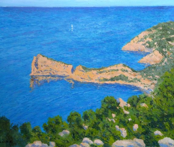 Cuadro al oleo de un paisaje de Sa Foradada en Mallorca pintado por Rubén de Luis