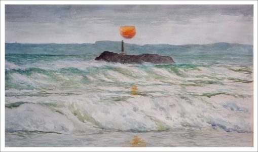 Acuarela de la isla de Mouro, Santander