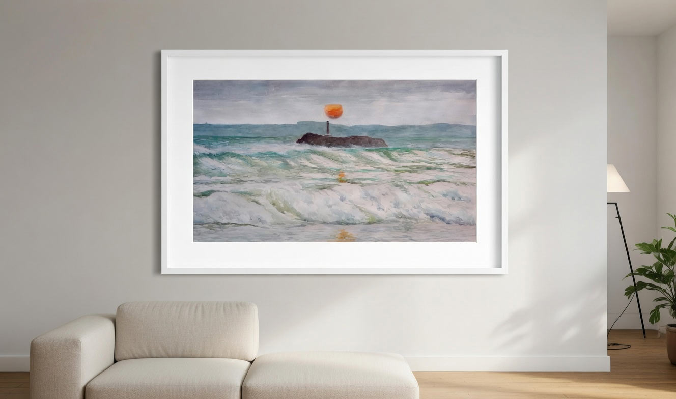 Cuadro en acuarela de la isla de Mouro