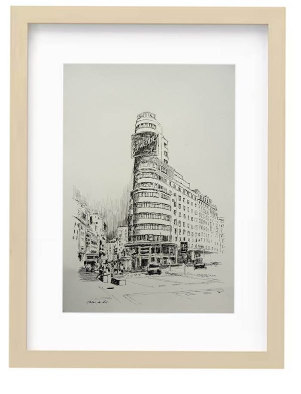 Dibujo a tinta del edificio Carrión