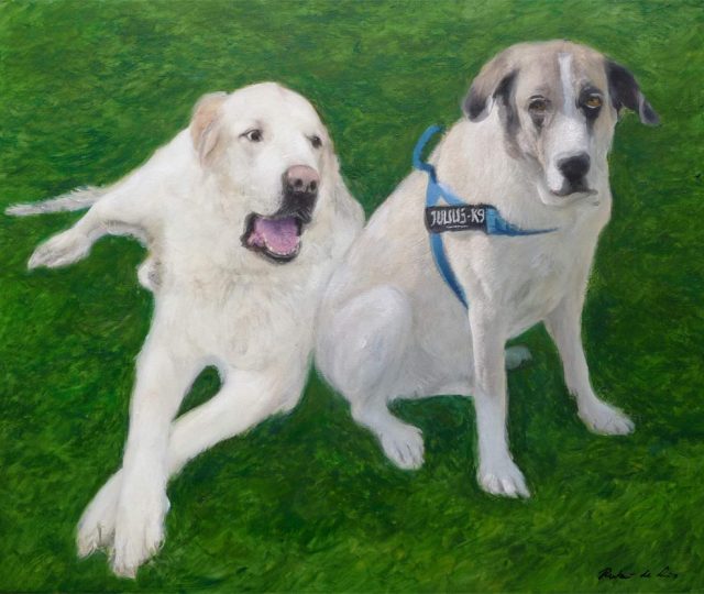 Retrato al oleo de unos perros pintados por Rubén de Luis