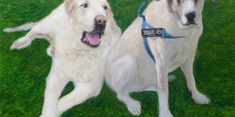 Retrato al oleo de unos perros pintados por Rubén de Luis