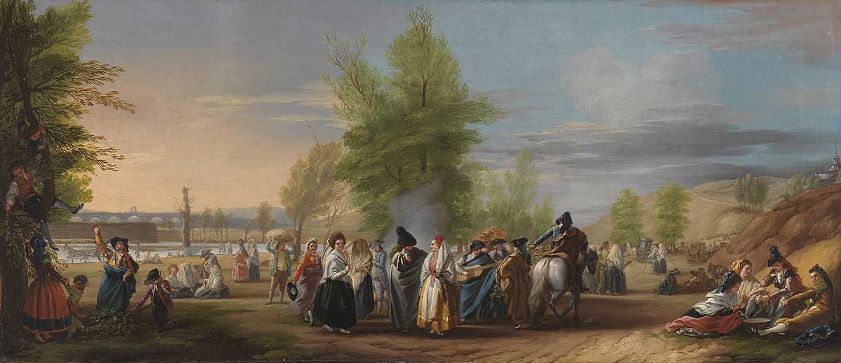 Cuadro al oleo del pintor José del Castillo titulado, "La pradera de San Isidro"