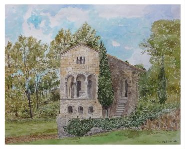 Acuarela de Santa María del Naranco, Oviedo