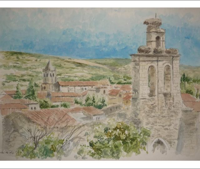 Acuarela de un paisaje de Torrelaguna pintada por Rubén de Luis