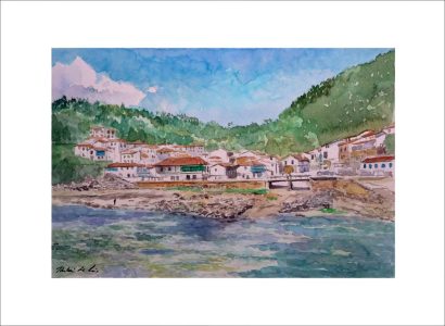 Acuarela de Tazones, Asturias