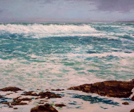 Cuadro al oleo de una marina de la costa de A Coruña. En concreto de la Costa da Morte. Pintada por Rubén de Luis al oleo.