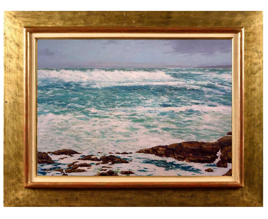 Cuadro de una marina de A Coruña pintada por Rubén de Luis Cuadro al oleo de una marina de Galicia pintado por Rubén de Luis