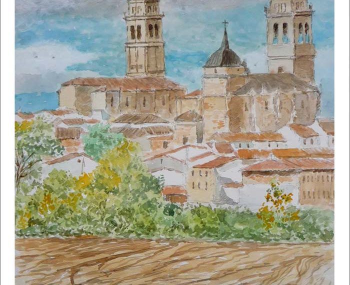 Acuarela de Alaejos en Valladolid pintado por Rubén de Luis para la serie de cuadros de Valladolid