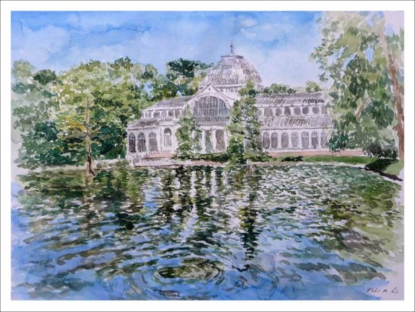 Acuarela del Palacio de Cristal del Retiro, Madrid