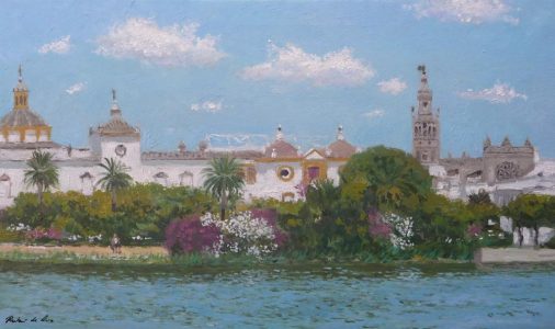 Cuadro al oleo de un paisaje de Sevilla
