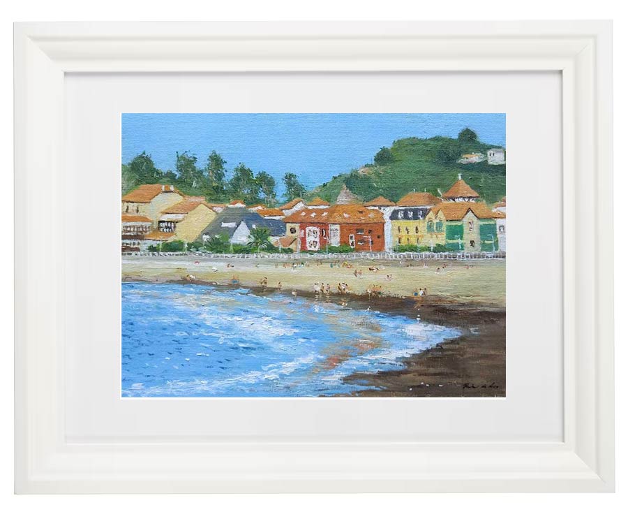 Cuadro enmarcado de la playa de Ribadesella en Asturias