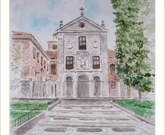 Cuadro en acuarela del Monasterio de la Encarnación en Madrid pintado por Rubén de Luis