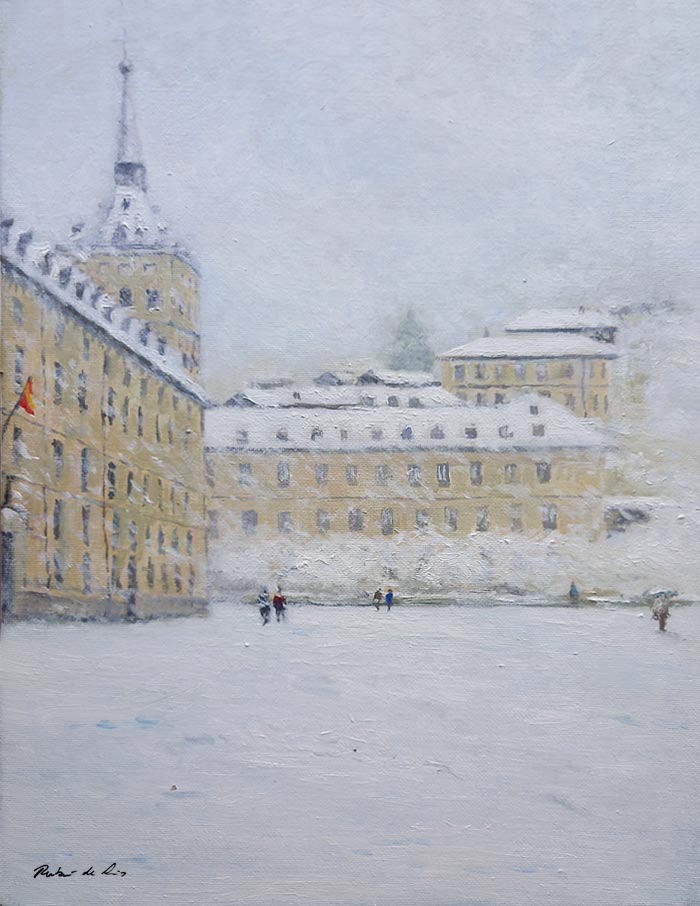 Cuadro al oleo de San Lorenzo del Escorial pintado por Rubén de Luis