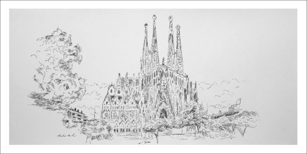 Dibujo de la Sagrada familia de Barcelona