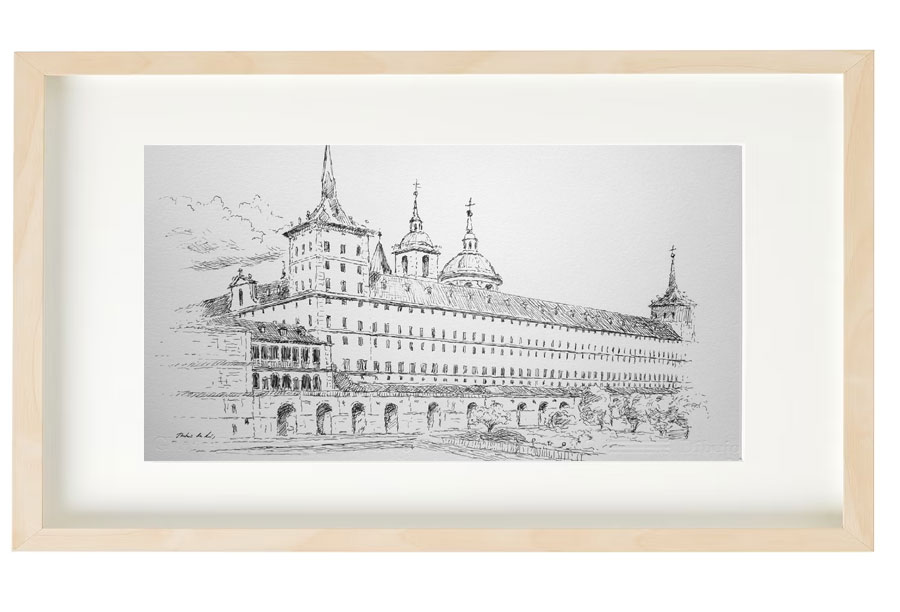 Dibujo a tinta del Monasterio de San Lorenzo del Escorial en Madrid Cuadro de un dibujo a tinta del Monasterio de San Lorenzo del Escorial en Madrid