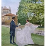 Retrato de unos novios en un jardín