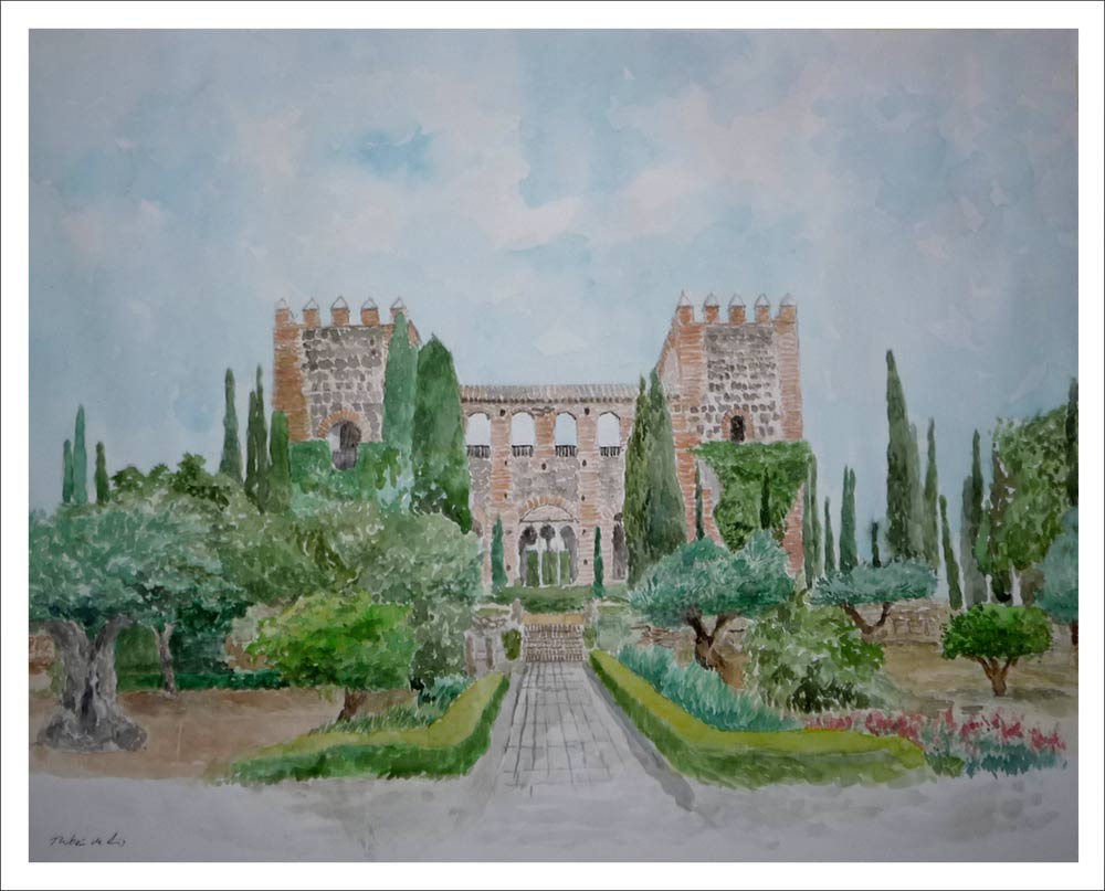 Cuadro en acuarela del Palacio de Galiana en Toledo